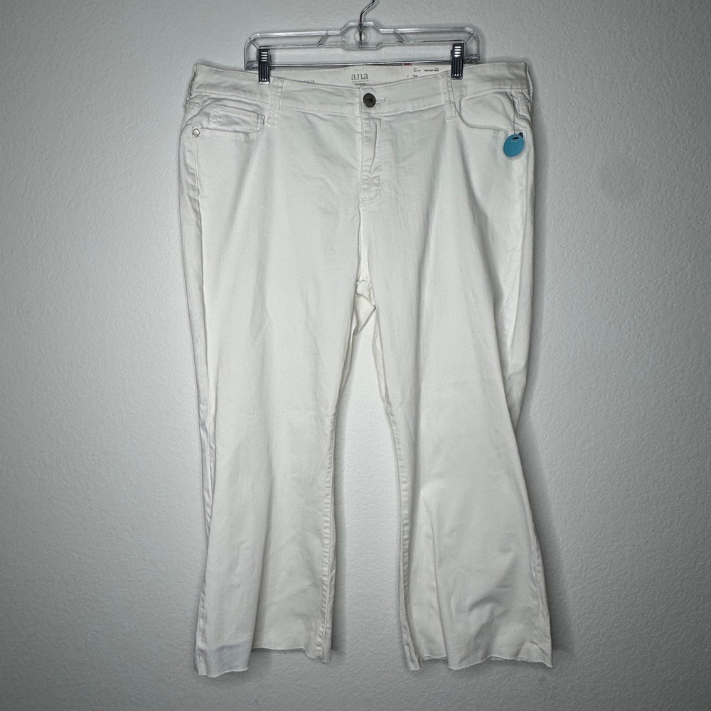 ANA A New Approach White Denim Crop Pants Raw Hem Women's Plus Size 20W 943-0187